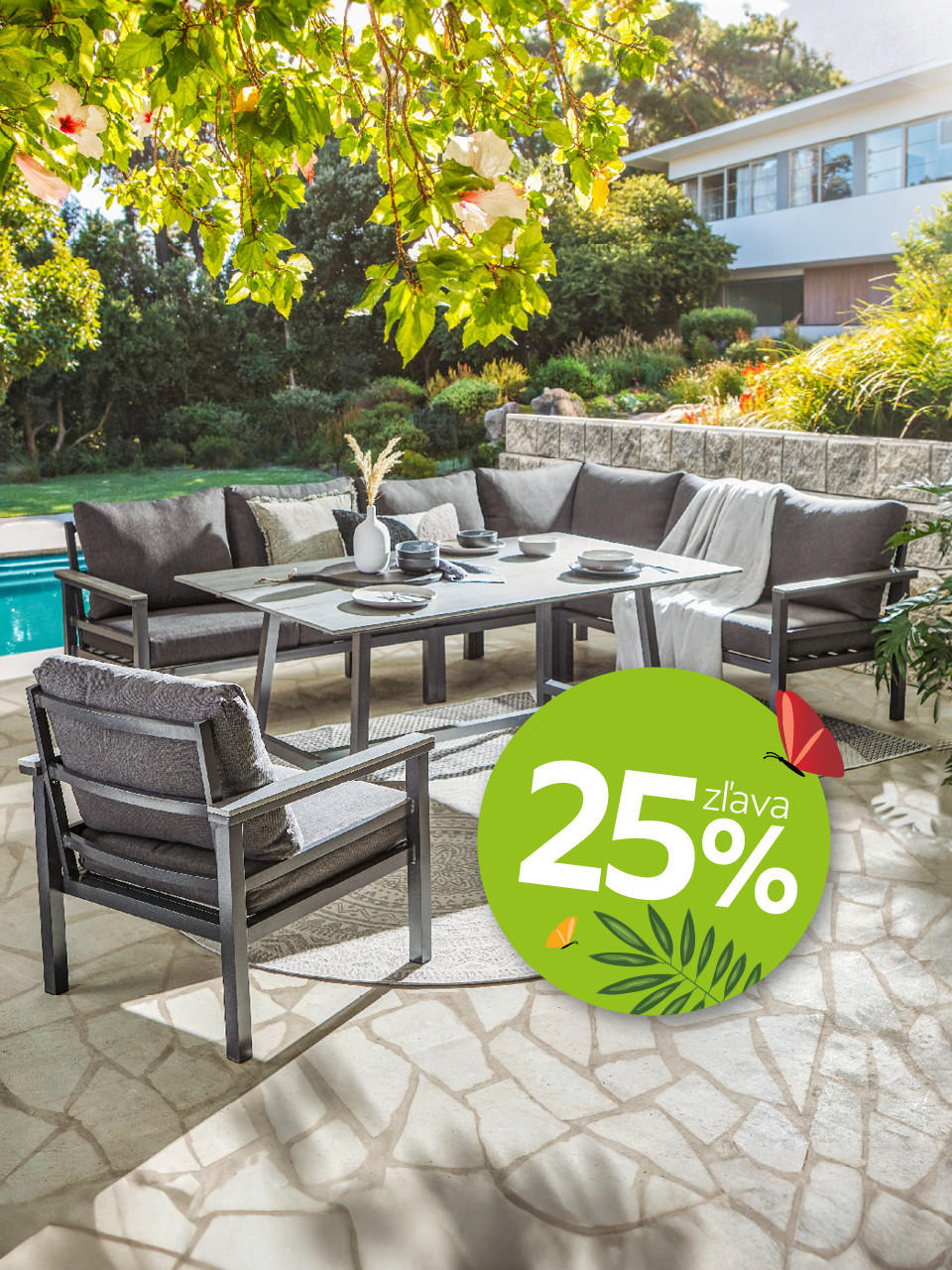 zľava 25 % na záhradný nábytok