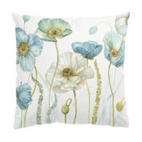 KISSENBEZUG Blüten in Gold und Blau 50/50 cm - Blau, Textil (50/50cm) - Bilderwelten