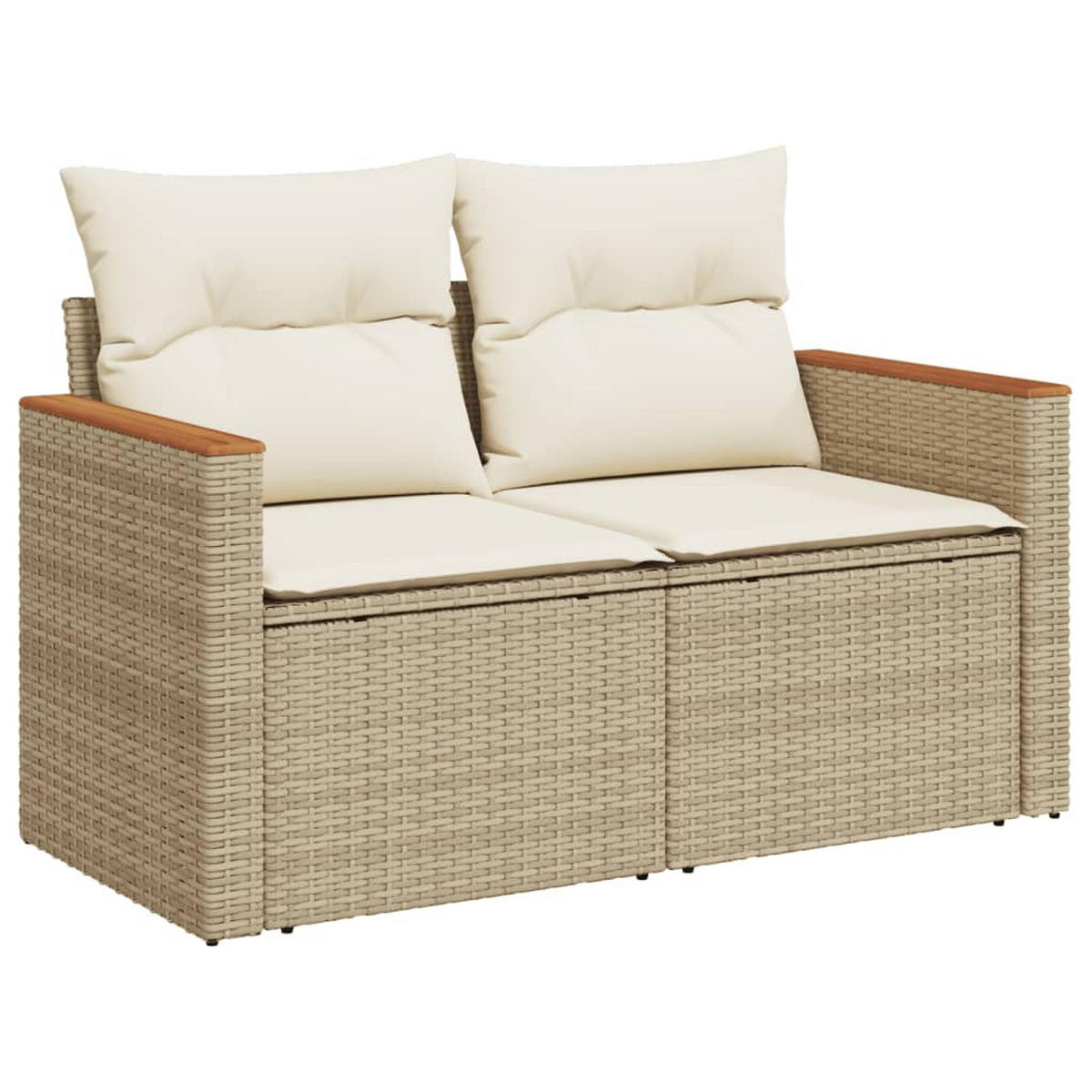 GARTEN-SOFAGARNITUR 4-teilig Mit Kissen Beige Poly Rattan - Beige, Kunststoff - vidaXL