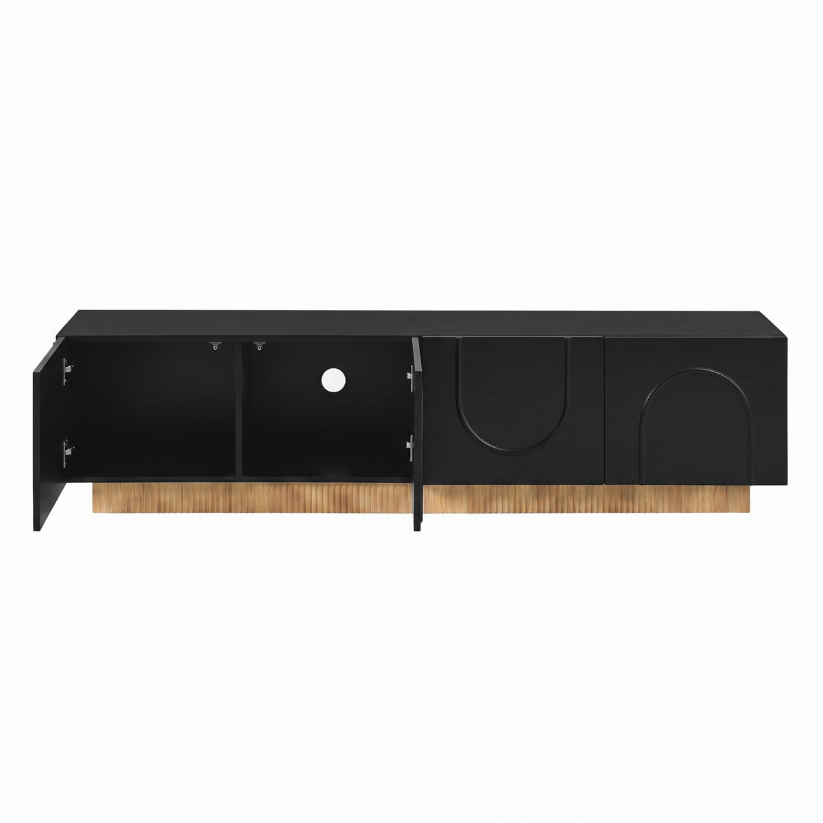 TV-SCHRANK 170/36/42 cm Schwarz mit 4 Türen - Schwarz, Holzwerkstoff (170/42/36cm) - Oxeza