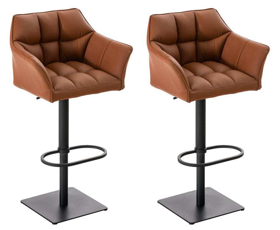 BARHOCKER Damaso 2er Set 88x64x45 cm hellbraun - Hellbraun, Leder (64/88/45cm) - furnicato