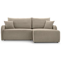 ECKSOFA Netarro, Dunkelbeige Chenille, rechtsseitig - Beige/Schwarz, Kunststoff/Textil (198/147cm) - Selsey
