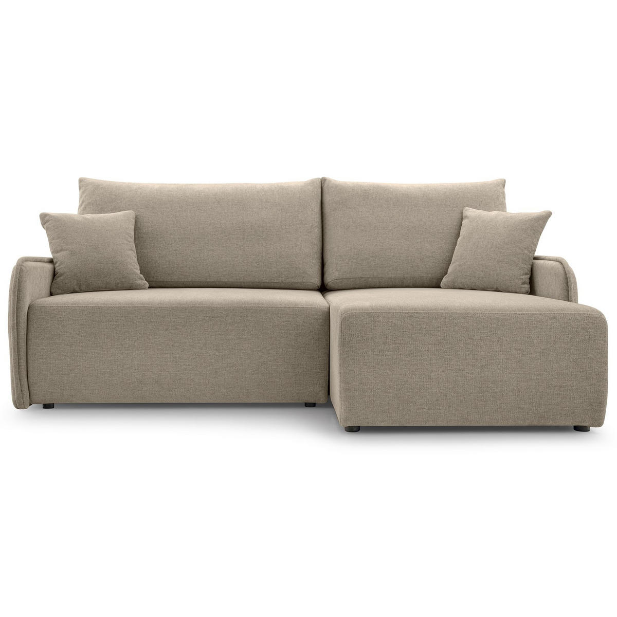 ECKSOFA Netarro, Dunkelbeige Chenille, rechtsseitig - Beige/Schwarz, Kunststoff/Textil (198/147cm) - Selsey