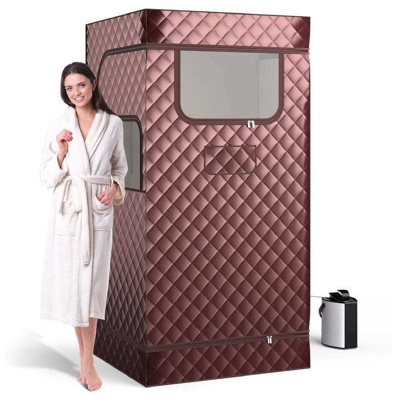 Costway Dampfsauna Braun 91x183x91 cm