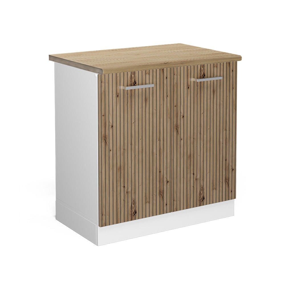 Vicco SPÜLENUNTERSCHRANK Eiche Artisan, Weiß 80cm × 60cm × 82cm