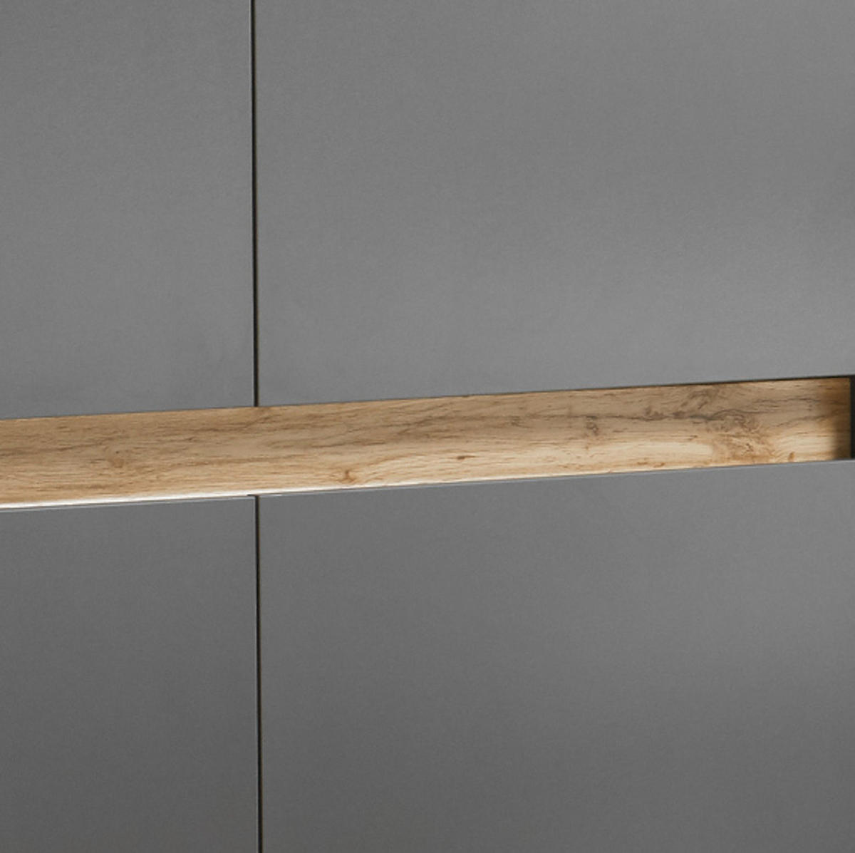 AKTENSCHRANK grau matt, Eiche Wotan 100 x 122 cm, Highboard 4-türig mit viel Stauraum - Eiche Wotan/Schwarz, Holzwerkstoff/Kunststoff (100/122/40cm) - Furn.Design