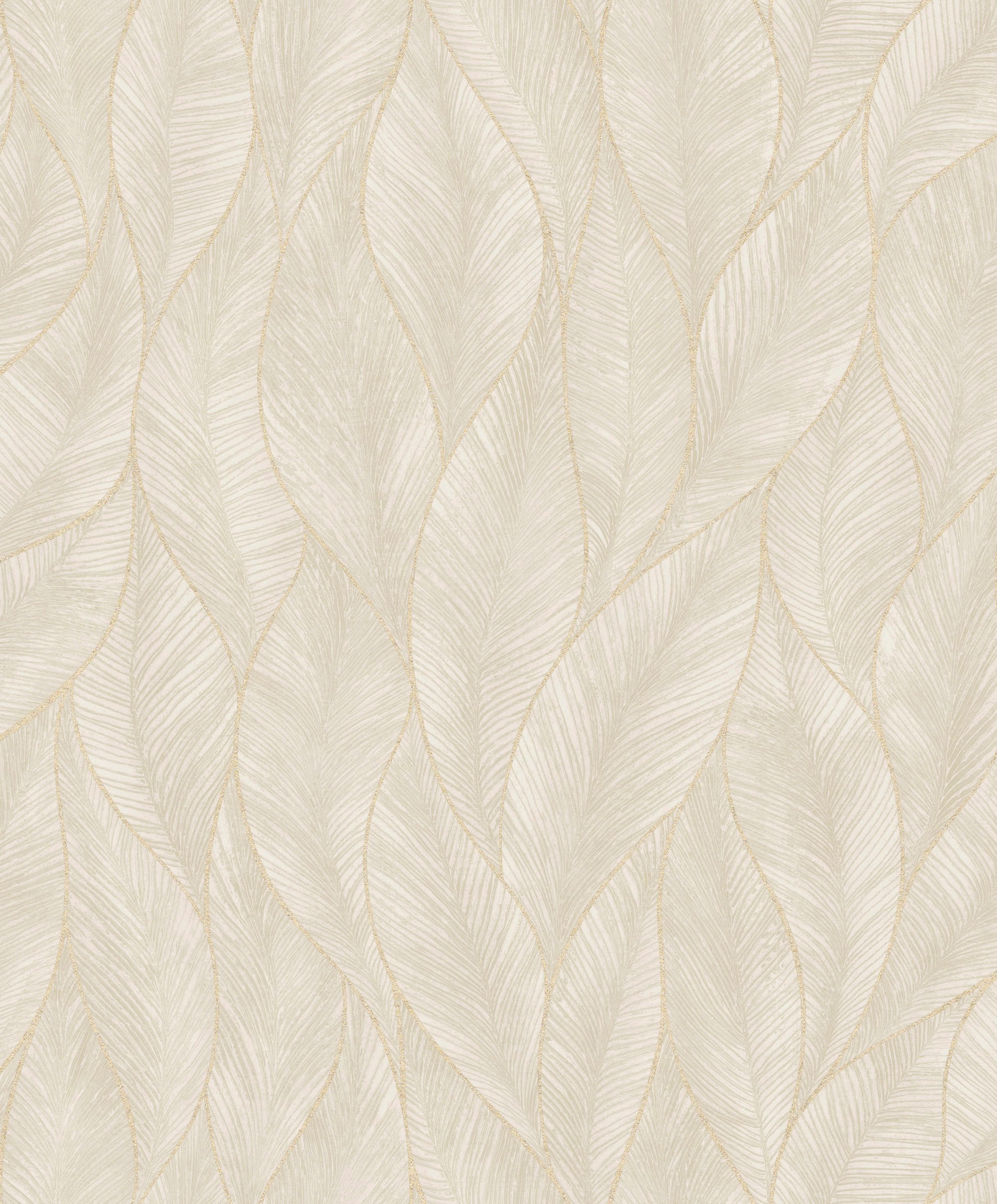 VLIESTAPETE Subtile Leaves Neutral - Creme, Papier/Kunststoff (52/1000cm) - Sublime