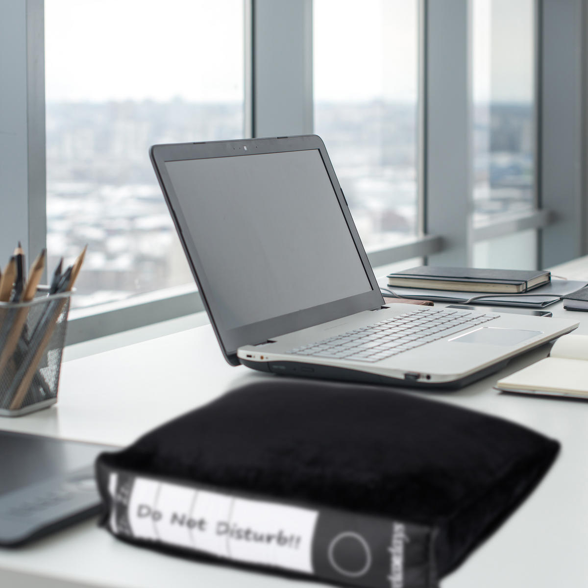 BÜROKISSEN - Schwarz, Textil (31/28cm) - Relaxdays