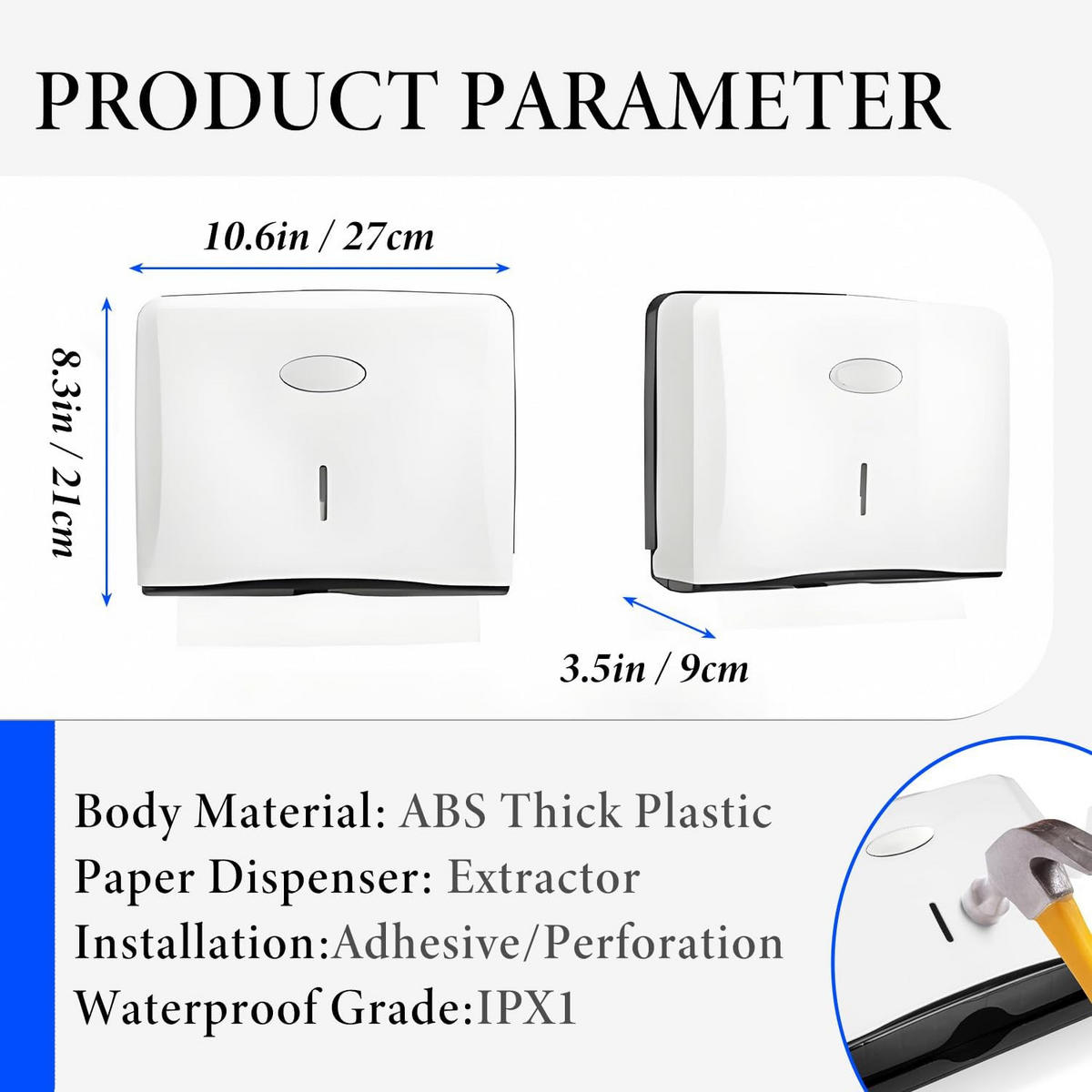 TOILETTENPAPIERHALTER, Wandmontierter Papierhandtuchspender - Weiß, Kunststoff (21/9/27cm) - BELZ