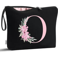 KOSMETIKTASCHE mit Initialdruck O Schwarz - Schwarz, Textil (4/20/25cm)