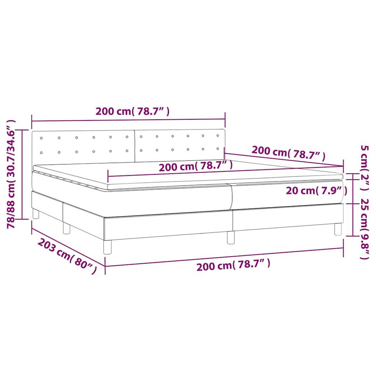 BOXSPRINGBETT 200/200 Cm Taupe Gewebe - Taupe, Textil (200/203cm) - vidaXL