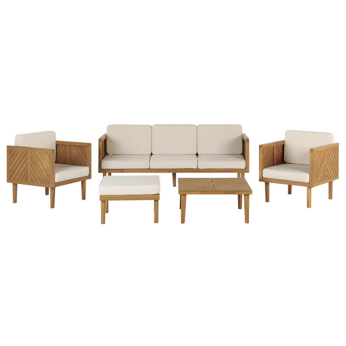 LOUNGE-SET 5-sitzer Akazienholz Hellbraun Baratti - Hellbraun, Holz - Beliani
