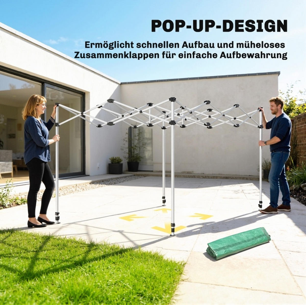GEWÄCHSHAUS 295/270/200 cm Grün aus Polyethylen mit Pop-up-Design - Grün, Kunststoff (200/270/295cm) - OKMYHOME