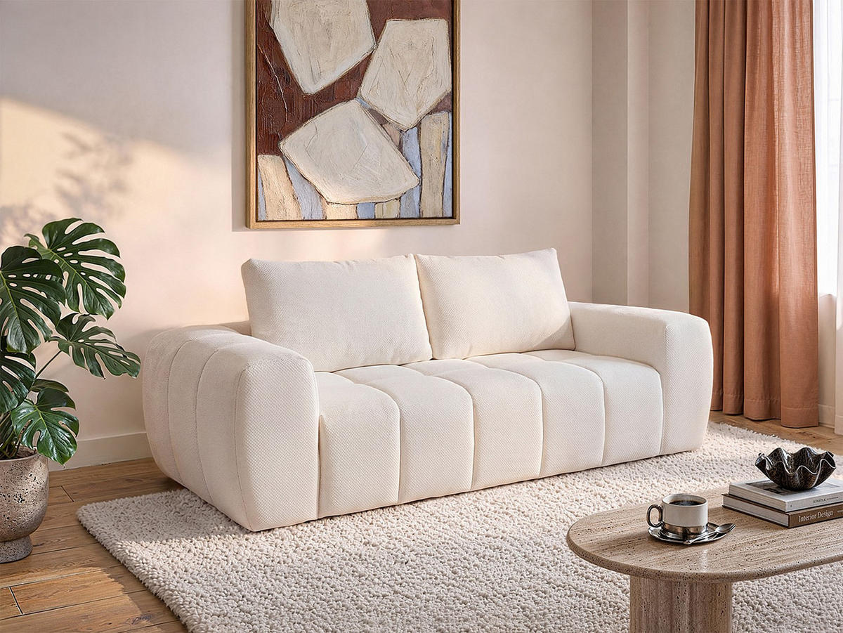 SOFA - 3 Personen - stoff - beige Benafo - Beige, Textil (218/84/104cm) - Vente-Unique