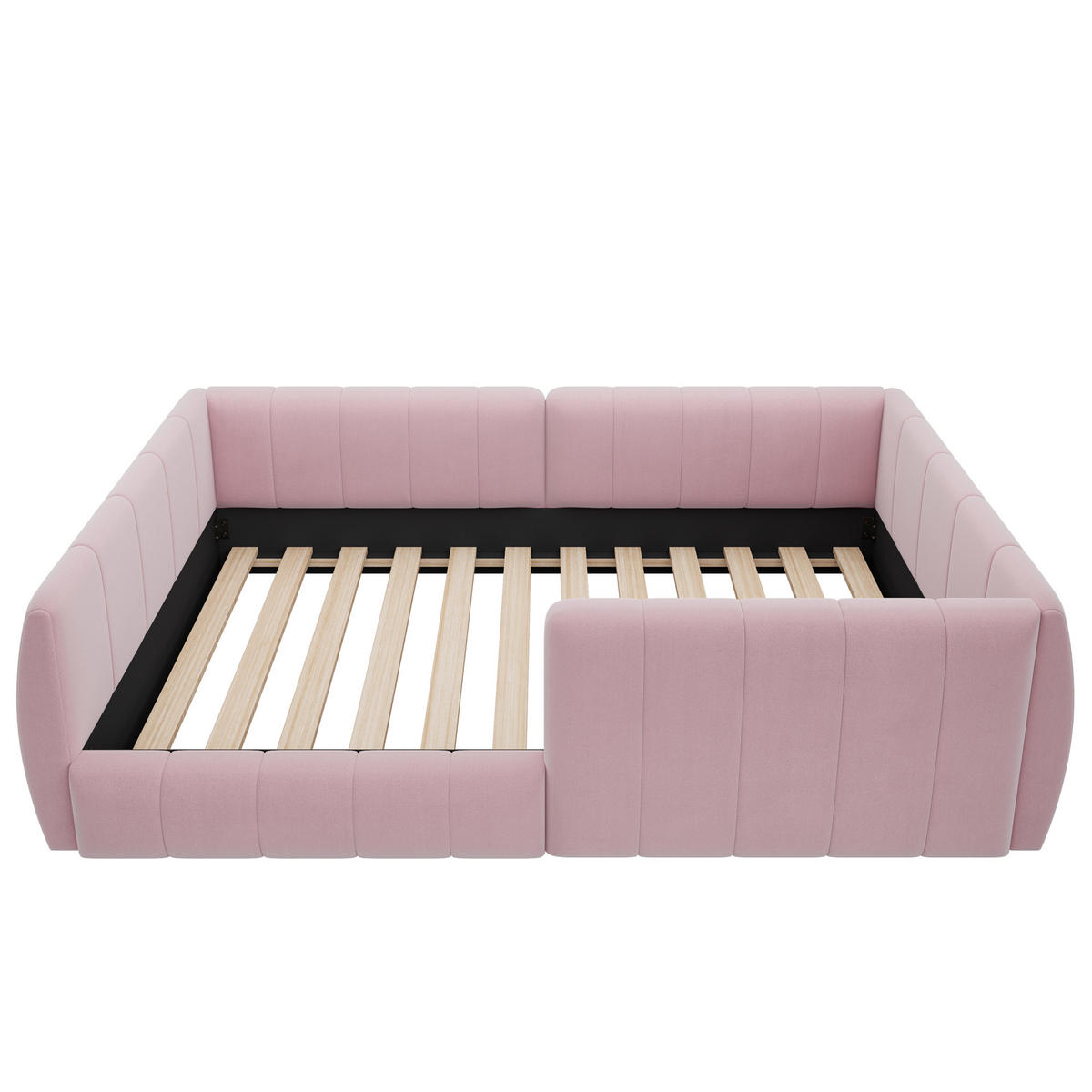 POLSTERBETT 90/200 cm in Pink Samt mit Sicherheitsgitter - Rosa, Holzwerkstoff/Textil (90/200cm) - WISHDOR