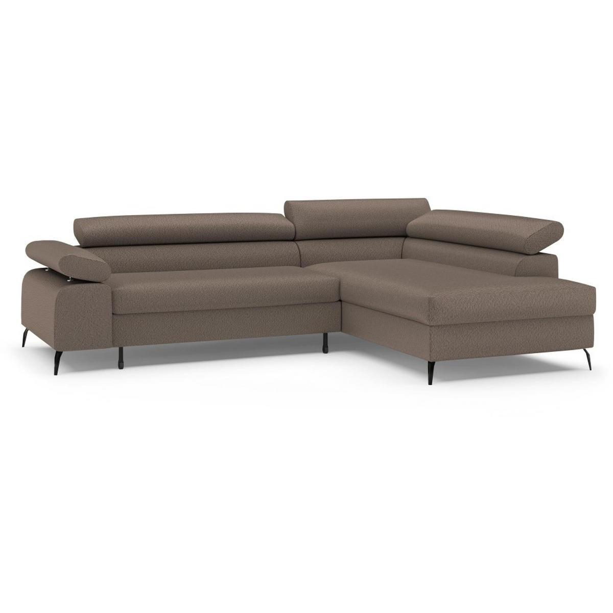 ECKSCHLAFSOFA Mellow mit Bettkasten, Dunkelbraun, rechts - Dunkelbraun/Schwarz, Textil (270/205cm) - Beautysofa