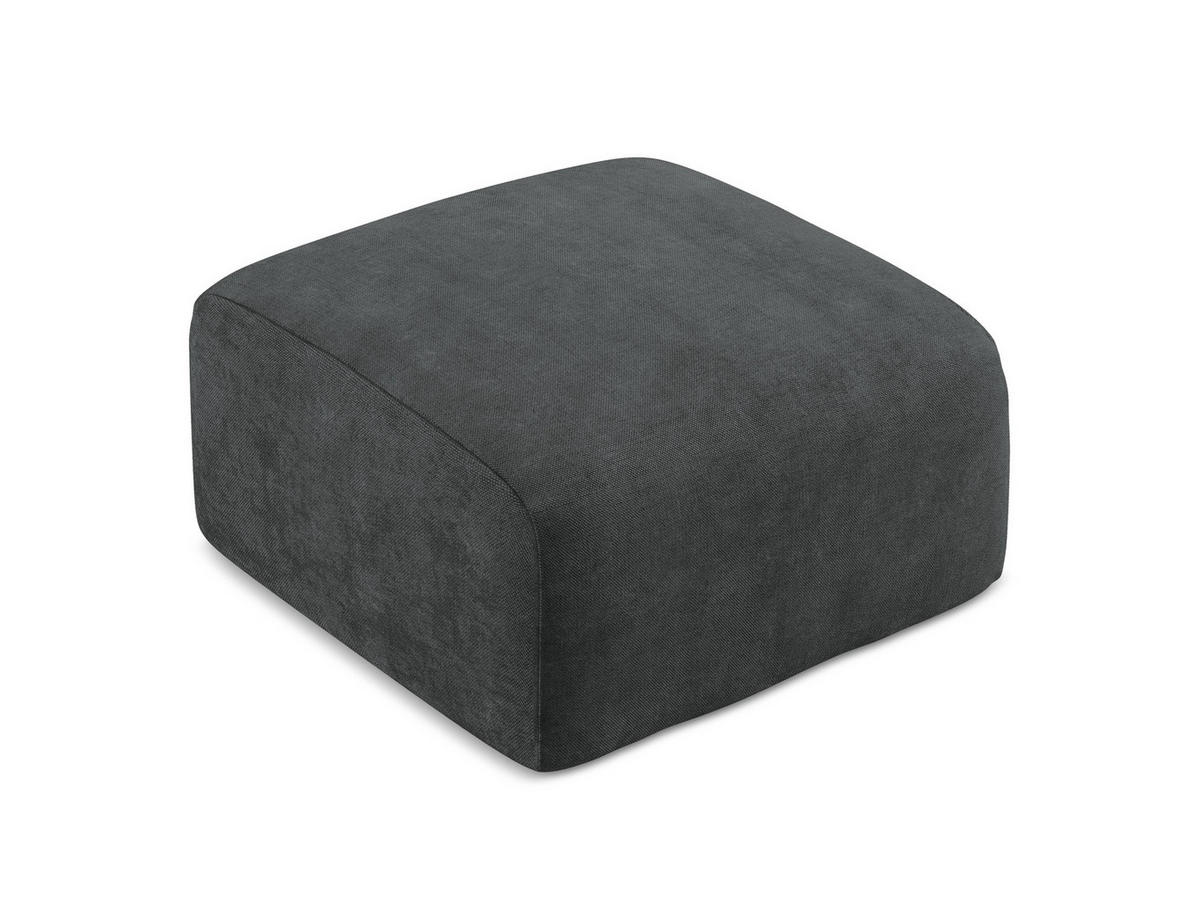 POUF Chenille Stoff Grau - Dunkelgrau/Schwarz, Holzwerkstoff/Kunststoff (65/40/65cm) - Makamii