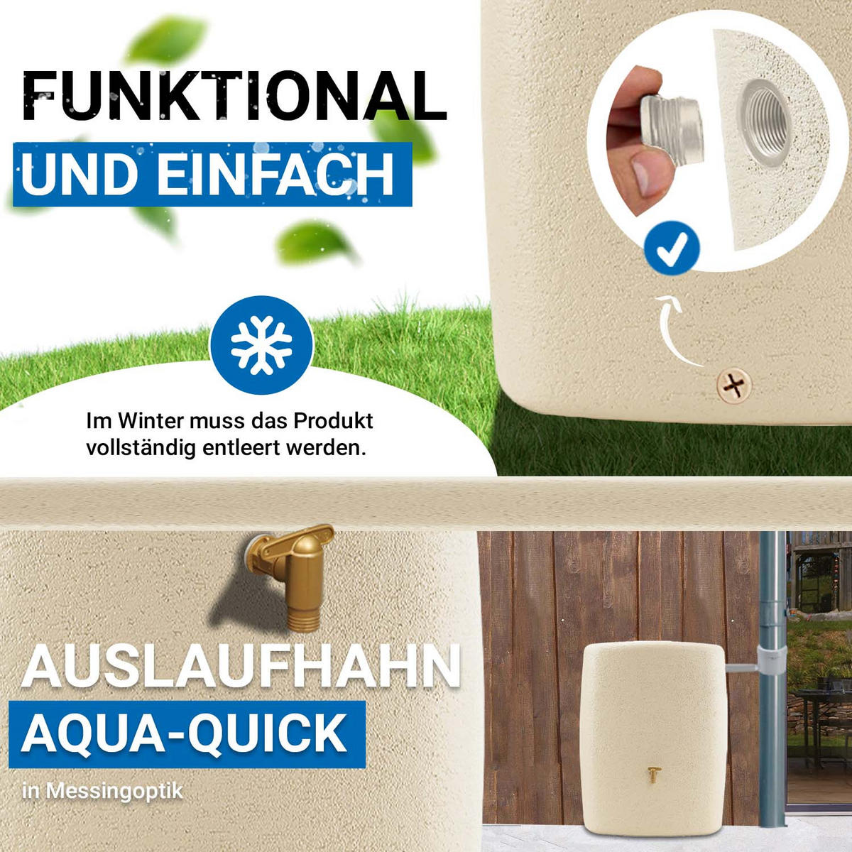 WANDTANK 275 L, sandbeige - Beige, Kunststoff (40/105/80cm) - 4rain