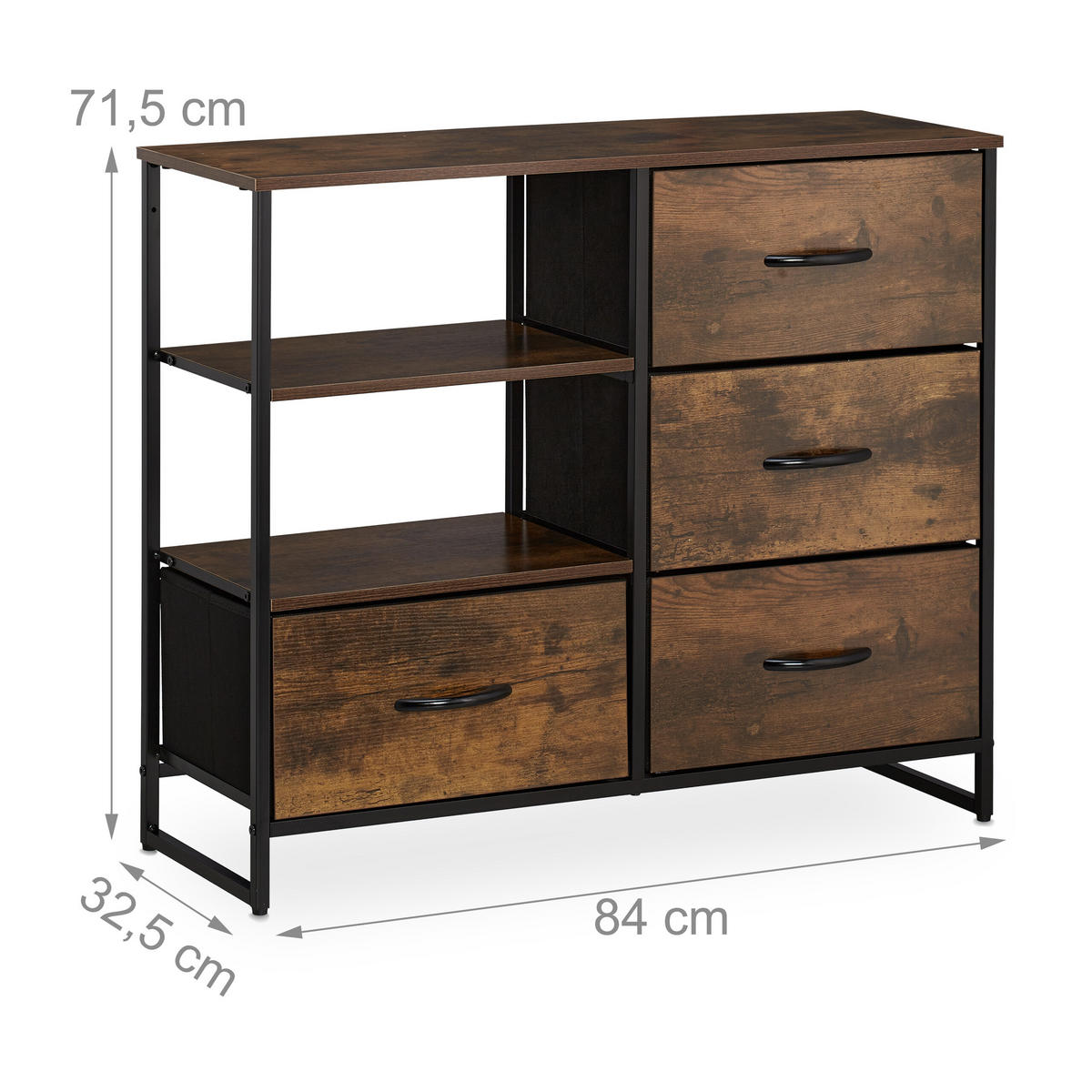 KOMMODE - Dunkelbraun, Holz/Holzwerkstoff (84/71.5/32.5cm) - Relaxdays