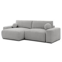 ECKSOFA Puffy mit Schlaffunktion und Bettkasten - besonders weich und puffig aus Grau Webstoff - Ottomane links - Schwarz/Grau, Holz/Kunststoff (138/266cm) - S-Style Möbel