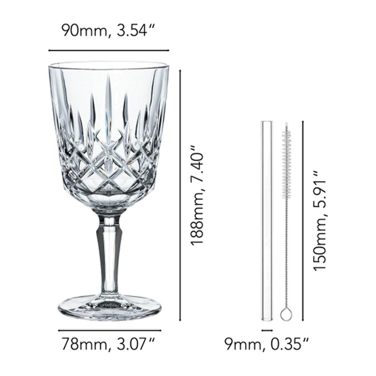 COCKTAILGLÄSER MIT GLASTRINKHALMEN Noblesse transparent 355 ml 2er Set - Transparent, Glas (0.355L) - Nachtmann