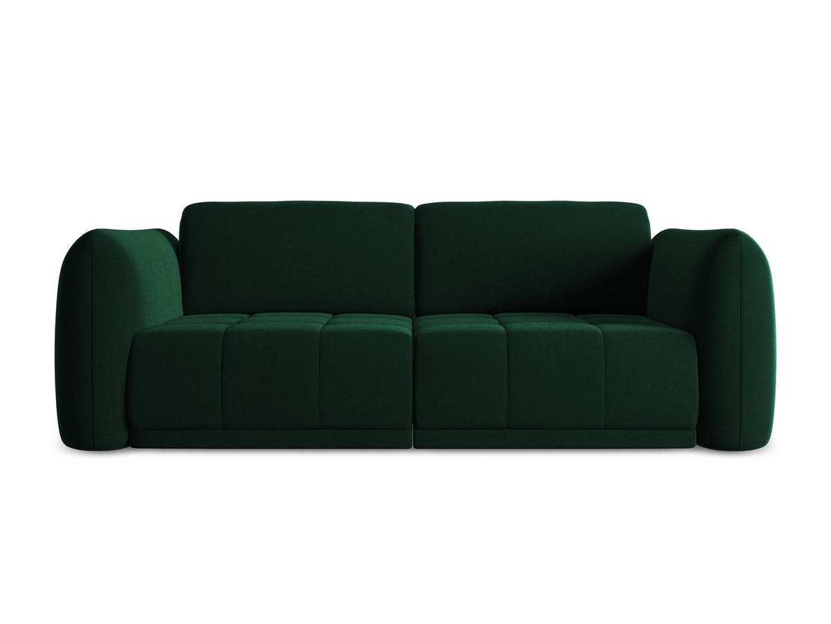 3-SITZER SOFA Samt Stoff Grün - Dunkelgrün/Schwarz, Kunststoff/Textil (210/74/105cm) - Makamii