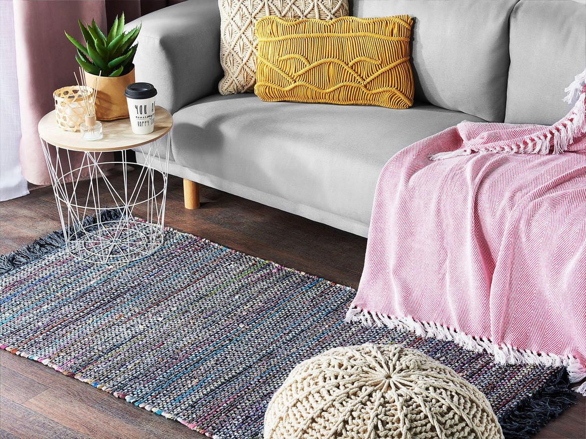 TEPPICH geflochten Besni 150/80 cm - Grau, Textil (80/150cm) - Beliani