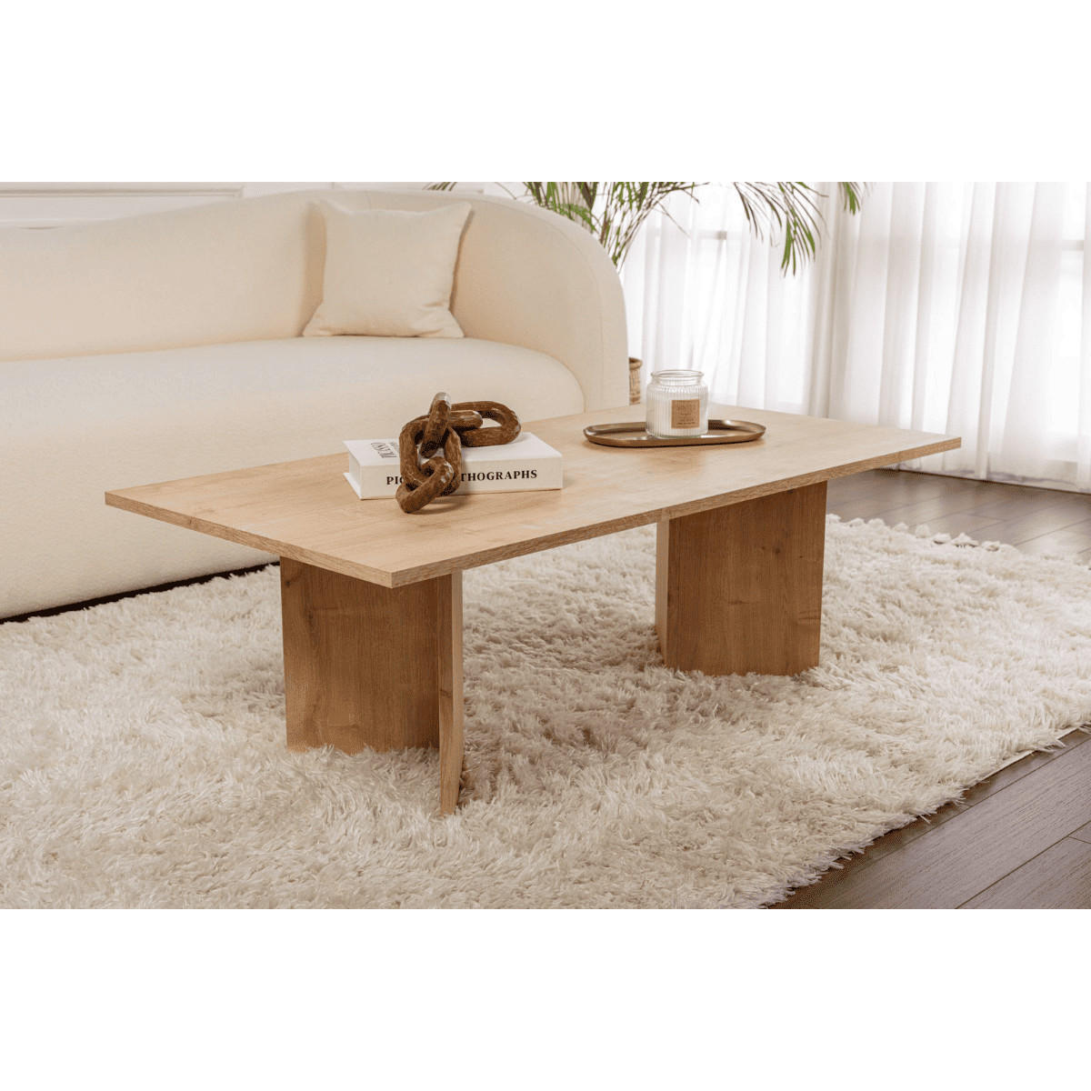 COUCHTISCH mit rechteckiger Platte 119/60/40 cm - Eichefarben, Holzwerkstoff (119/60/40cm) - Calicosy