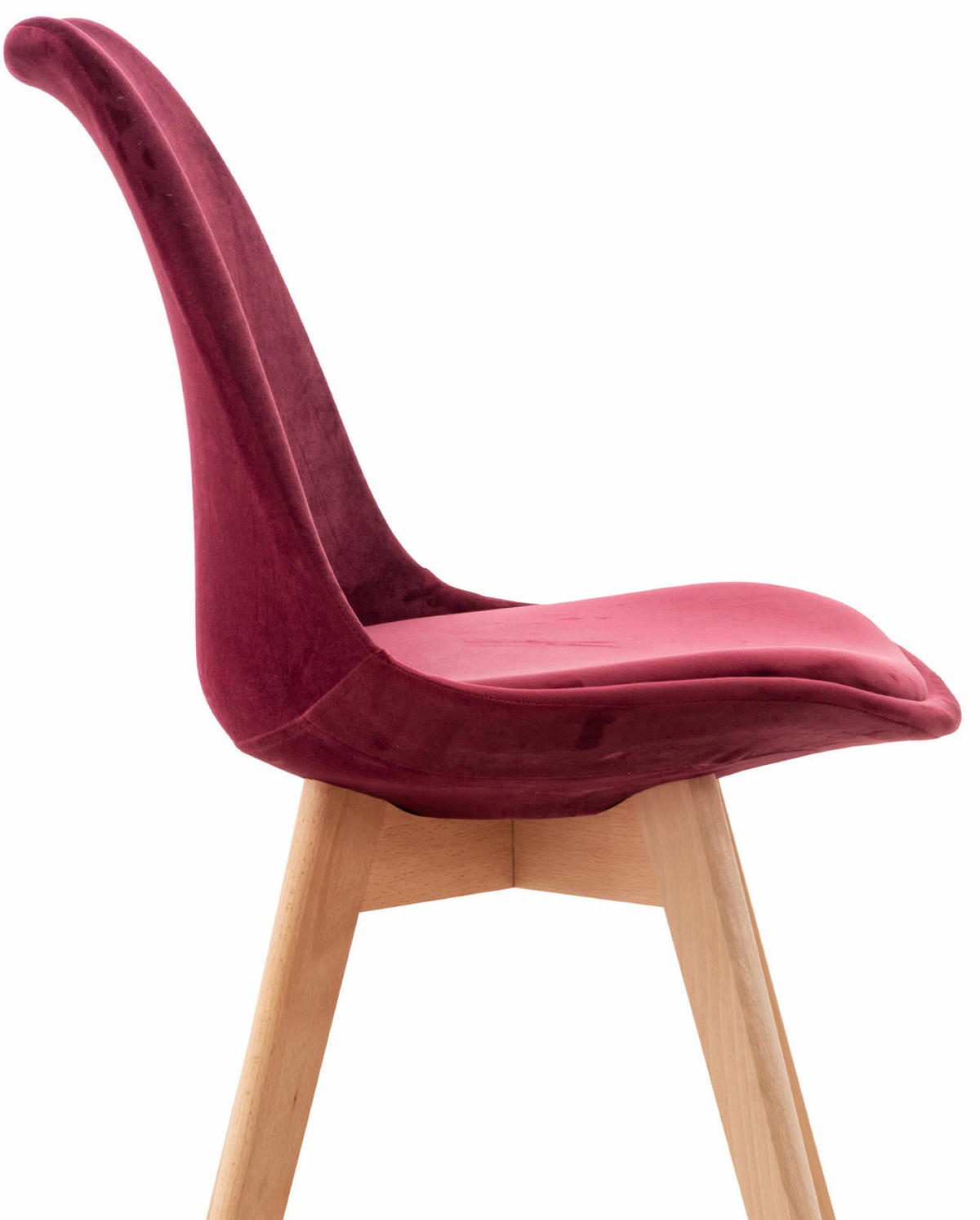 ESSZIMMERSTUHL Lines, Samt bordeauxrot - Bordeaux/Naturfarben, Holz/Textil (49/83/50cm) - TPFLiving