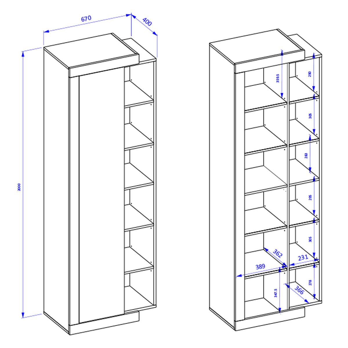 KLEIDERSCHRANK 1 Tür Azior Weiß und Holz - Weiß, Holzwerkstoff (67/200/40cm) - Petits-meubles