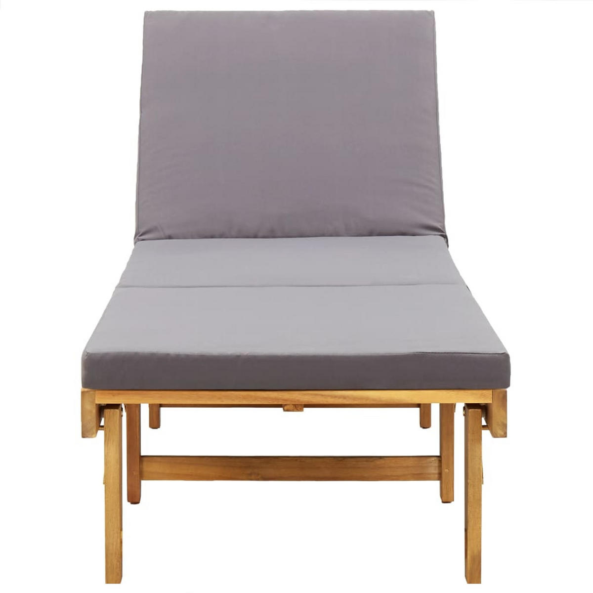 KLAPPBARE Sonnenliege mit Auflage Akazie Massivholz - Grau, Holz (61/86/200cm) - furnicato