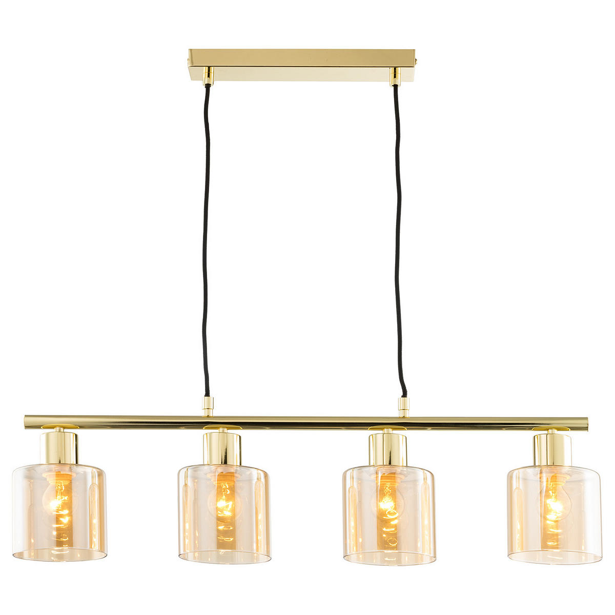 PENDELLEUCHTE - Metall / Glas, 4-flammig - Goldfarben, Glas (12/75/150cm) - home24