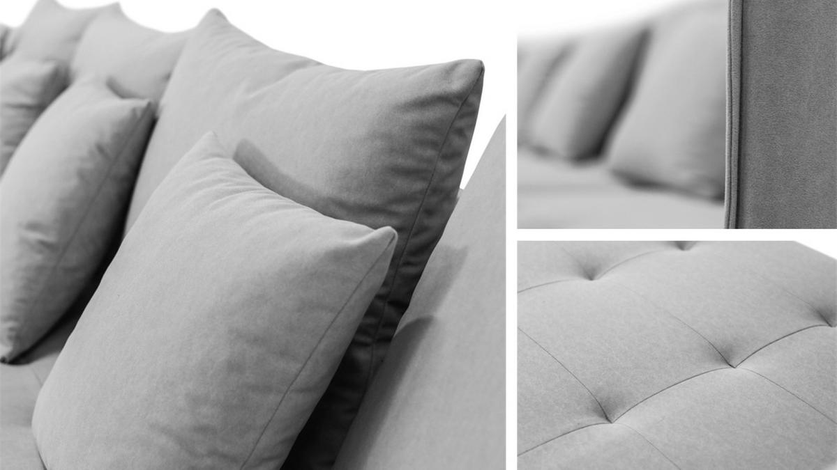 ECKSOFA Sofa U-Form Couch U form Hannover Stoff Castel Hellgrau - Hellgrau, Holz (348/188cm) - Kaiser Möbel