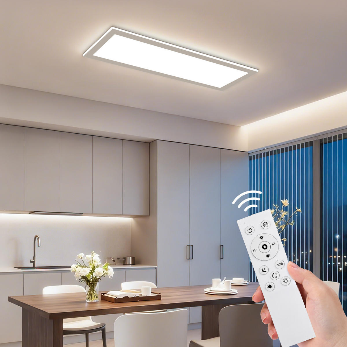 DECKENLEUCHTE PA1071EW 24W LED Dimmbar 3000K bis 6500K 58/20/3.9 CM - Weiß, Metall (58/20/3.9cm) - LOVHAUS