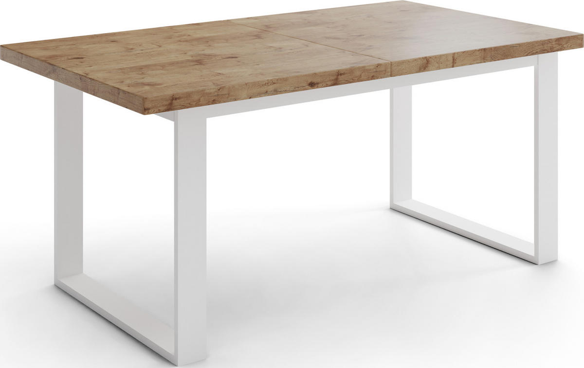 ESSTISCH Sana rechteckig ausziehbar, Lancelot Eiche 160/240/90/75 cm - Eichefarben/Weiß, Holzwerkstoff/Metall (160/90/75cm) - WFL GROUP
