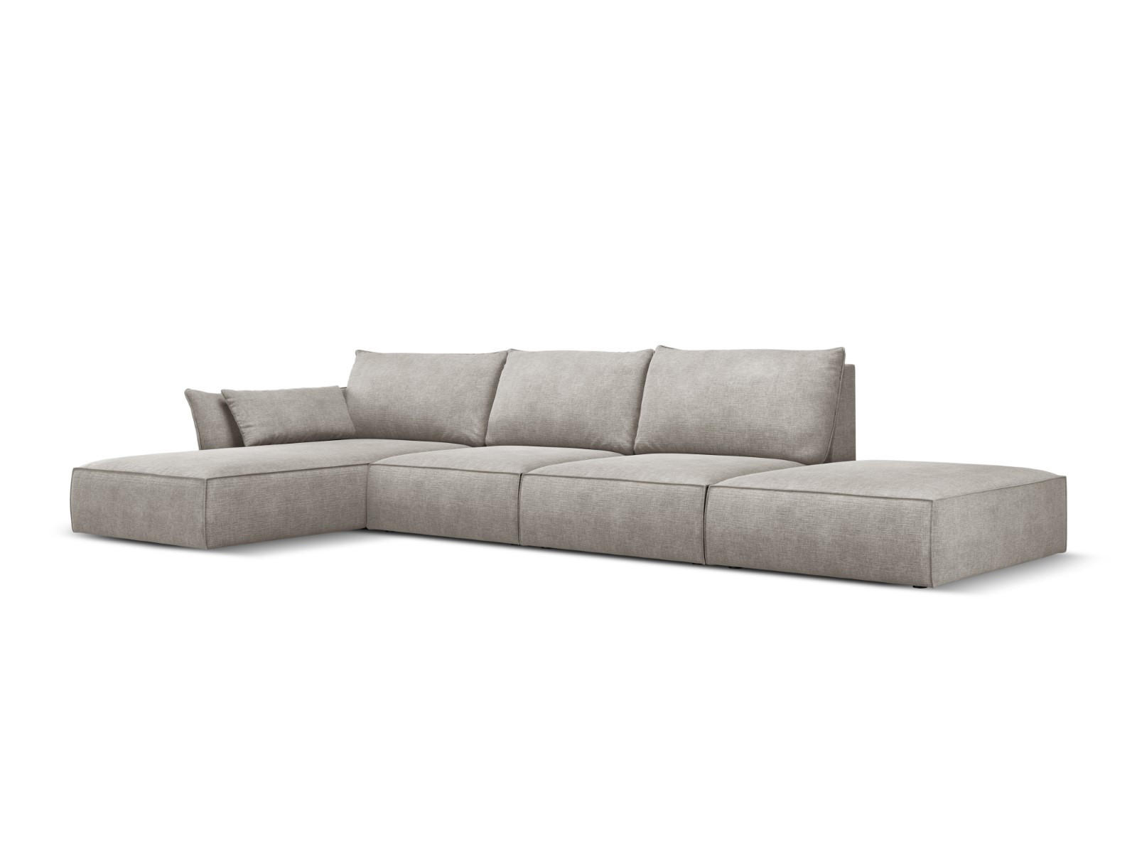 ECKSOFA links Kaelle aus Chenille-Stoff hellgrau 5 Sitzplätze - Hellgrau, Textil (171/364cm) - Micadoni