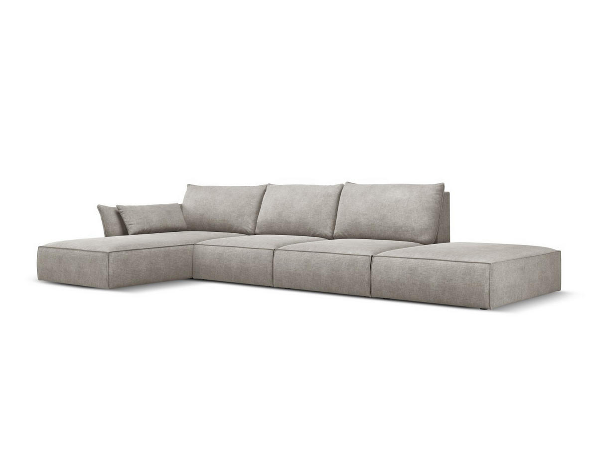ECKSOFA links Kaelle aus Chenille-Stoff hellgrau 5 Sitzplätze - Hellgrau, Textil (171/364cm) - Micadoni