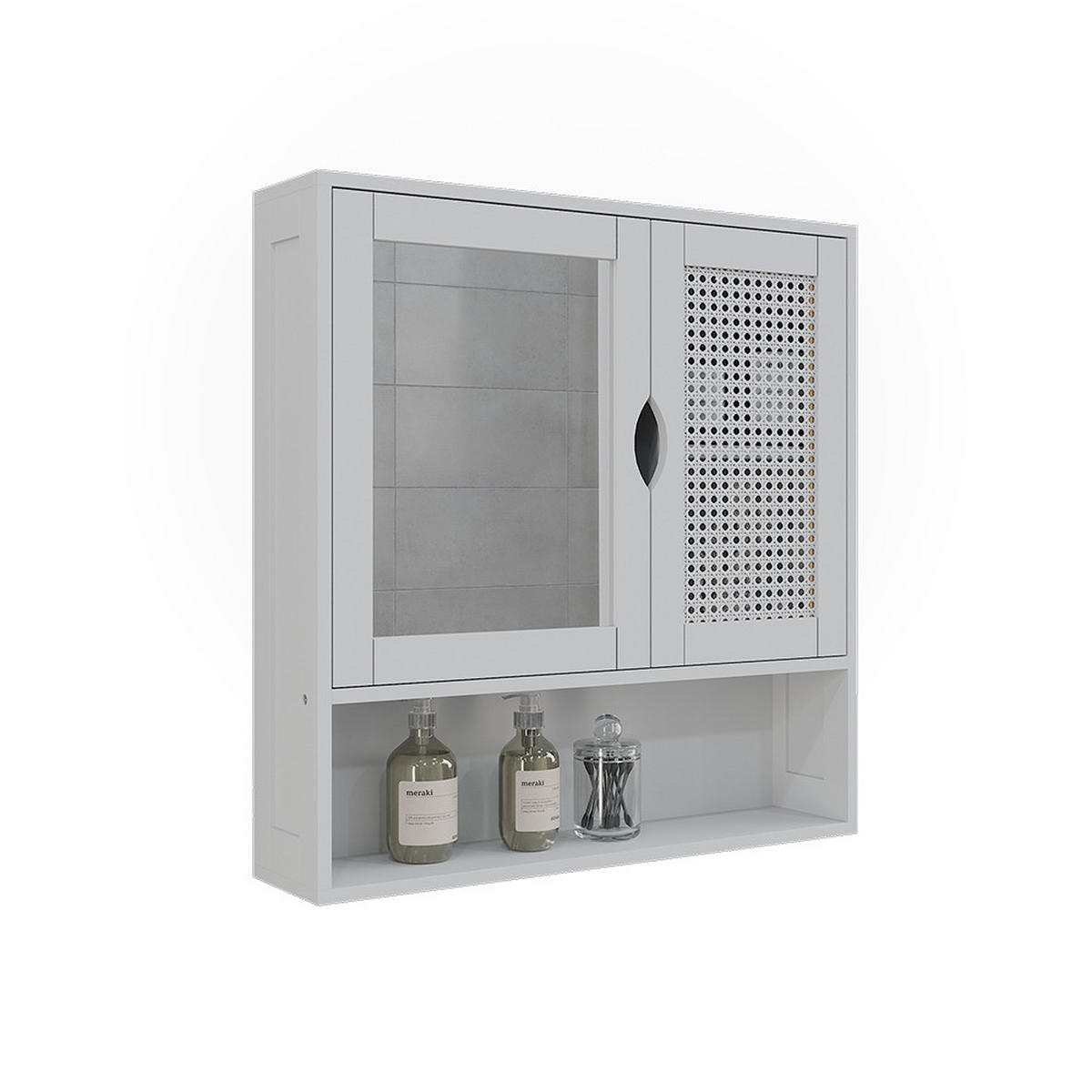 SPIEGELSCHRANK Liora Weiß 56 x 58 cm mit 2 Türen - Weiß, Holzwerkstoff (56/58/13cm) - Vicco