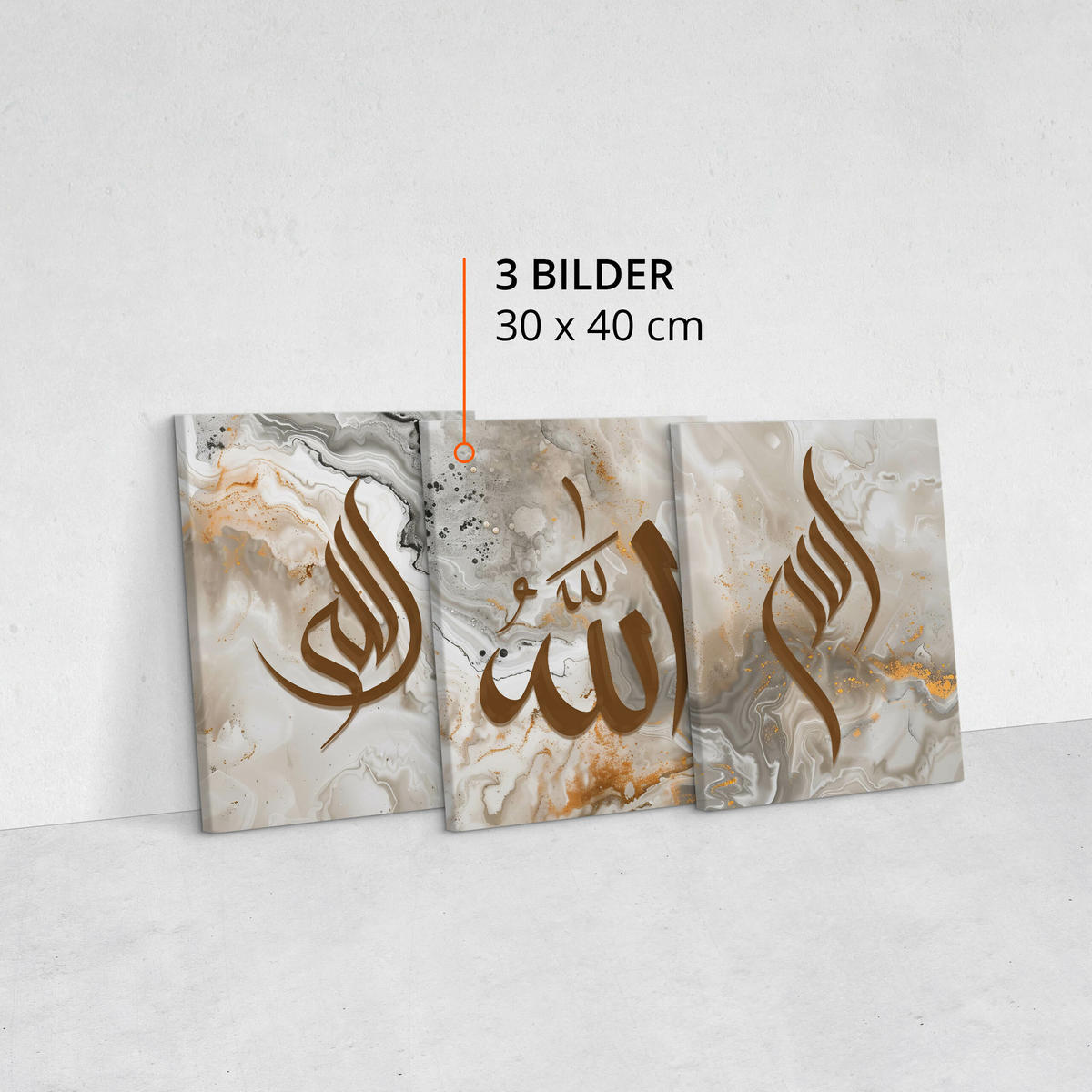 LEINWANDBILDER 3-es Set Symbole Marmor - Beige/Schwarz, Textil (90/40cm) - Muralo