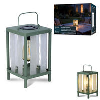 SOLAR-GARTENLEUCHTE LED-Tischleuchte wetterfest mit-Dämmerungssensor warmweiß Metall Echtglas Laterne für Balkon Terrasse Garten mit-Aufhängung - Grün, Metall (15/15/32cm) - Elblight.de