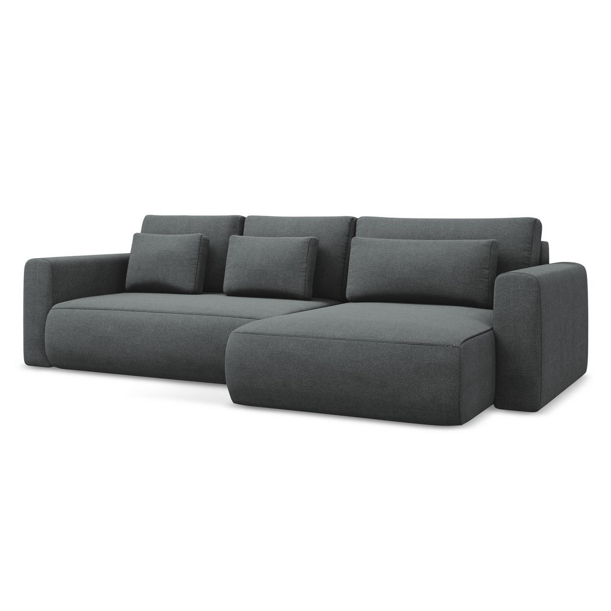 ECKSOFA mit Schlaffunktion Strukturstoff Stoff Grau - Schwarz/Grau, Kunststoff/Textil (278/149cm) - LaMiaSofa