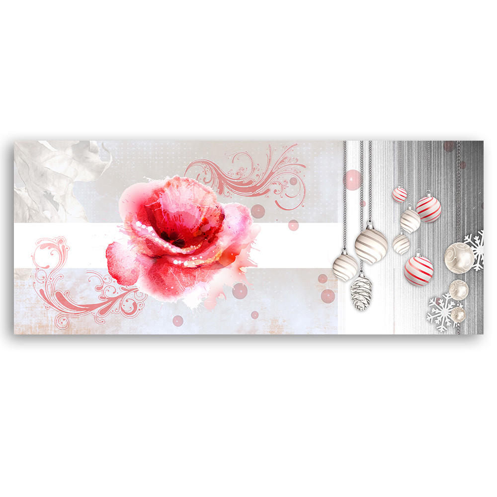 WANDBILD weihnachtskomposition - Silberfarben, Textil (90/30cm) - Feeby