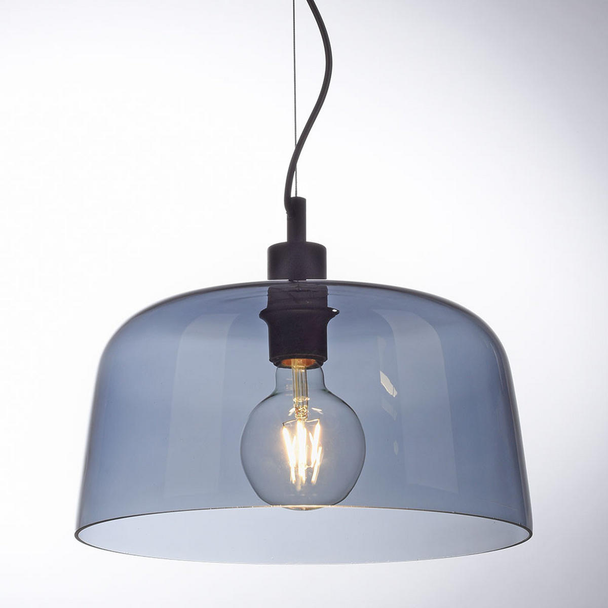 HÄNGELEUCHTE Glas Rauch Schwarz Höhenverstellbar - Schwarz, Glas (34/34/150cm)