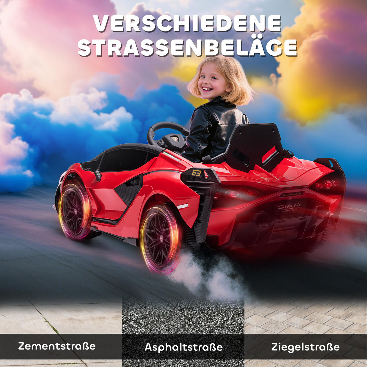 KINDERFAHRZEUG SUV-Auto-Spielzeug mit Fernbedienung Musik Rot - Rot, Metall (108/62/40cm) - HOMCOM