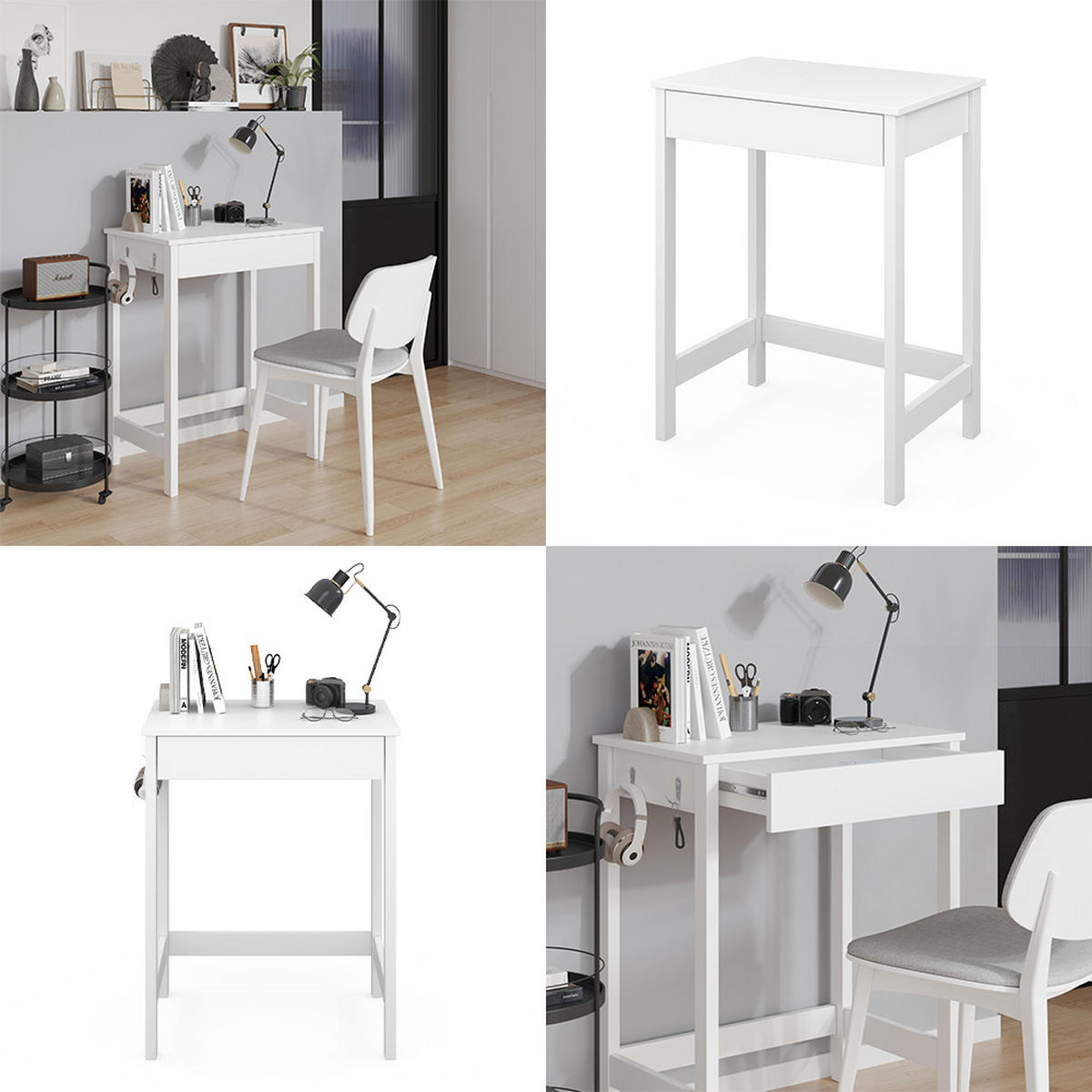 SCHREIBTISCH Surrey Weiß 60 x 40 cm mit Schublade - Weiß, Holzwerkstoff (40/60/76.5cm) - Vicco