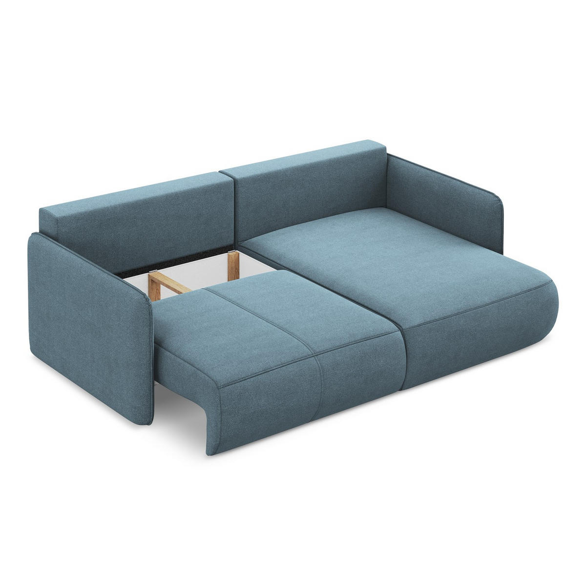 ECKSOFA mit Schlaffunktion Strukturstoff Stoff Blau - Blau/Schwarz, Kunststoff/Textil (207/148cm) - LaMiaSofa
