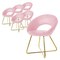 ESSZIMMERSTUHL 6er Set Samt rosa - Pink, Metall (53/77/64cm) - ML-DESIGN