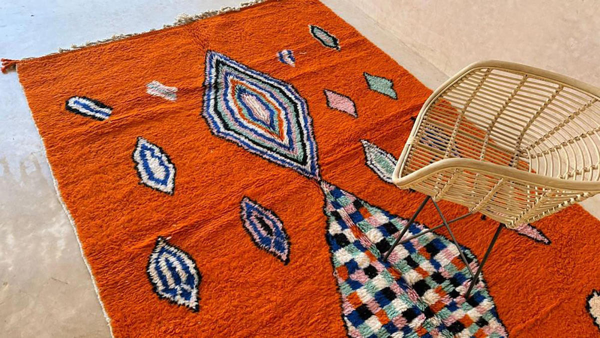 BERBERTEPPICH aus Marokko modern aus Wolle 250x 350 cm - Orange, Naturmaterialien (250/350cm) - AFK Living