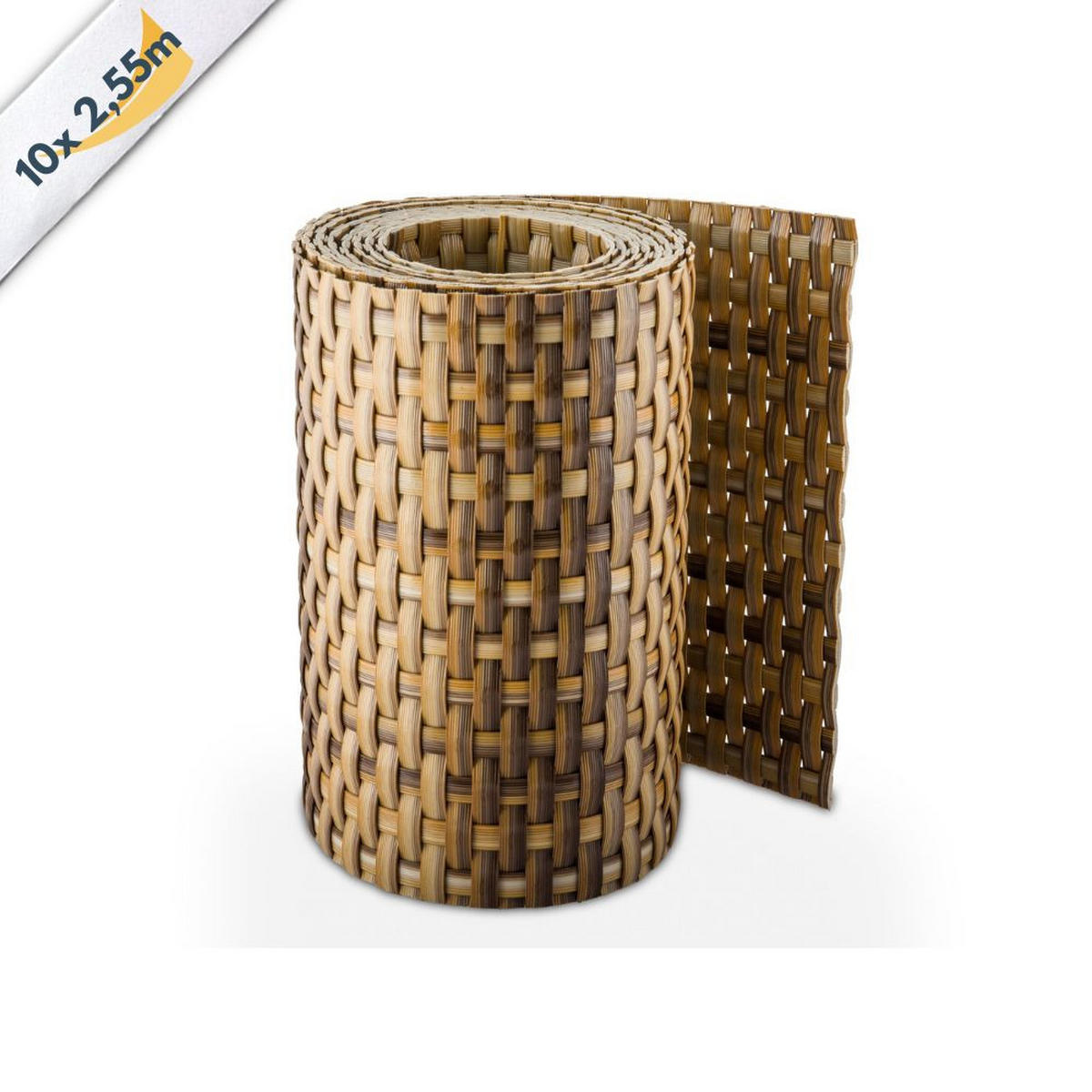 SICHTSCHUTZSTREIFEN Rattan für Doppelstabmatten UV-beständig Stroh 10x 2,55m - Akaziefarben, Kunststoff (2550/19cm) - ZAUN|ZU