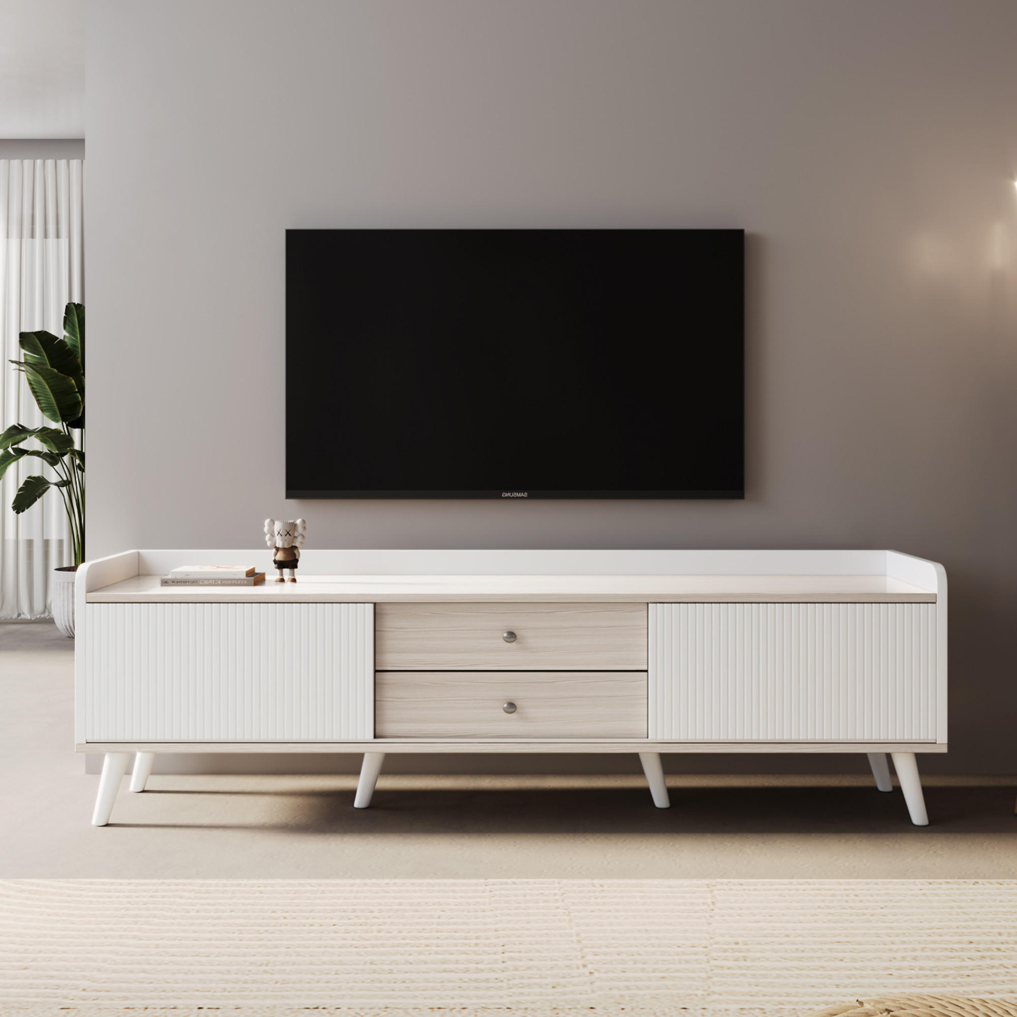 TV-LOWBOARD 160x40x58 cm Schiebetüren - Weiß, Holzwerkstoff (160/58/40cm) - Fortuna Lai